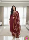 SI 331 Slub Cotton Embroidery Work Top With Bottom Dupatta Wholesale In India